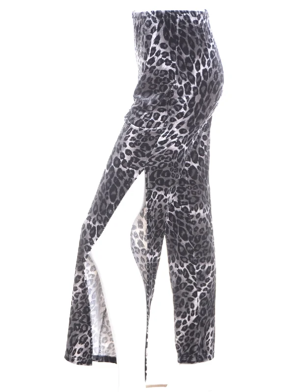 Label Split Side Velvet Trousers Trousers Elastic Waist Soft