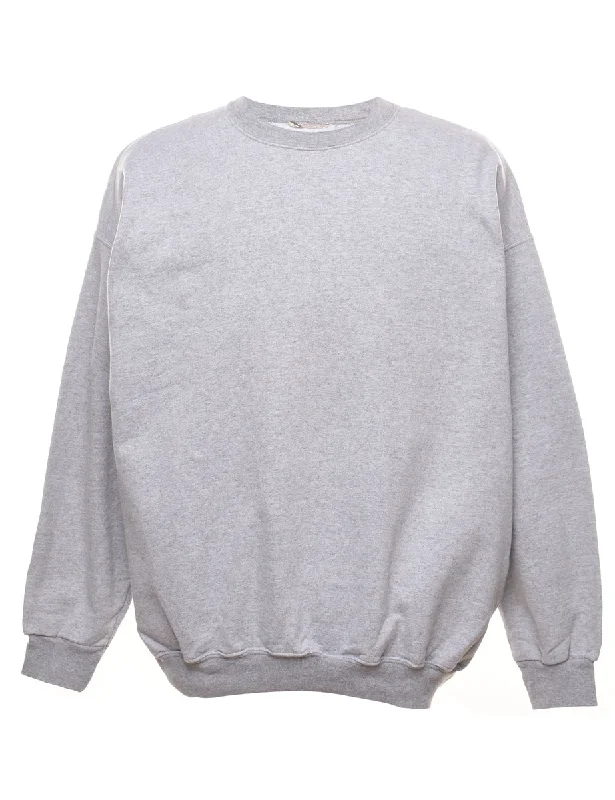 Marl Grey Plain Sweatshirt - XL Hoodie with Velcro Closure Adjustable Secure