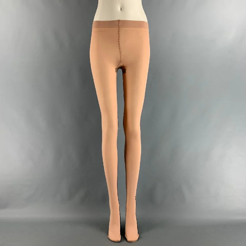 CHANEL Size M Black Nude Nylon Color Block Nylons Leggings Cozy Warmth Leggings