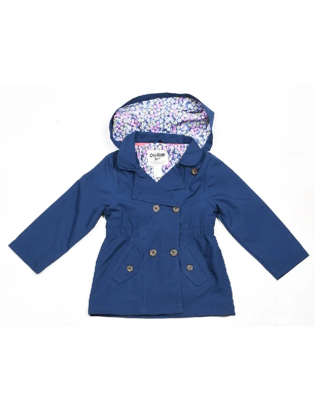 Osh Kosh B'Gosh Navy Hooded Coat - 4 YEARS Knit Woven Fleece