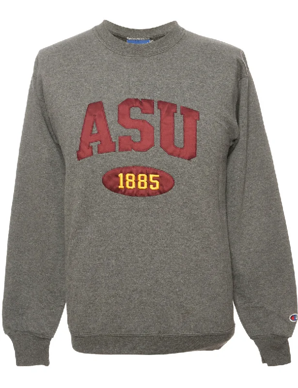 Dark Grey Champion Printed Sweatshirt - S Hoodie with Neon Bright Vibrant