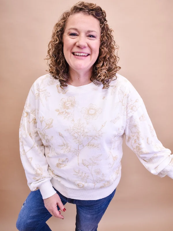 Flora Fantasy Pullover Top Elbow Length Sleeve
