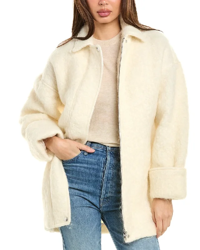 IRO Damari Wool-Blend Coat Lapel Coat Peter Pan Collar Coat Cowl Neck Coat