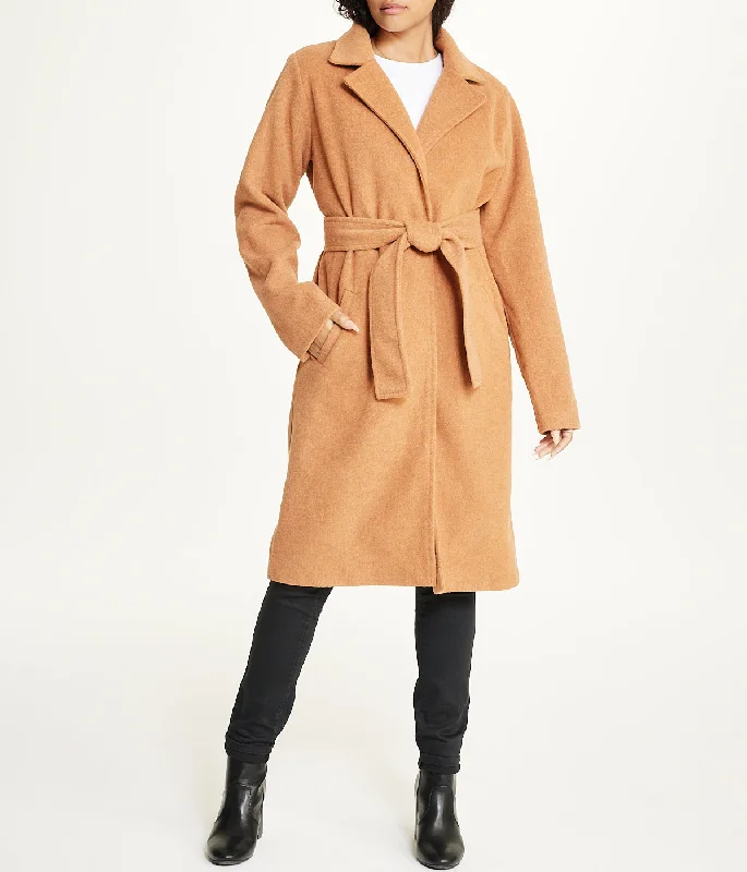 Belted Trench Coat Herringbone Houndstooth Plaid