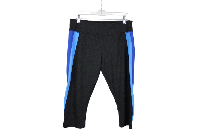 Athletic Works Black Blue Capri Legging | L Cozy Fashion Leggings