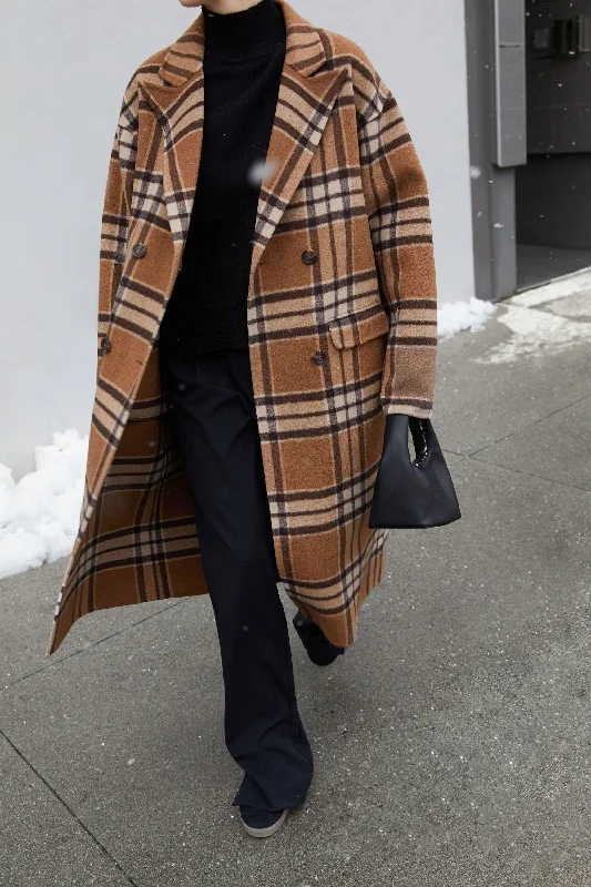 OVERSIZED PLAID WOOL BLEND COAT empire Basque Peplum