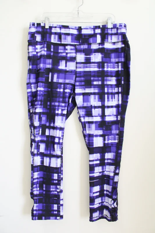 Zenergy By Chico's Purple & White Patterned Legging | XL Chic Smooth Fit Leggings