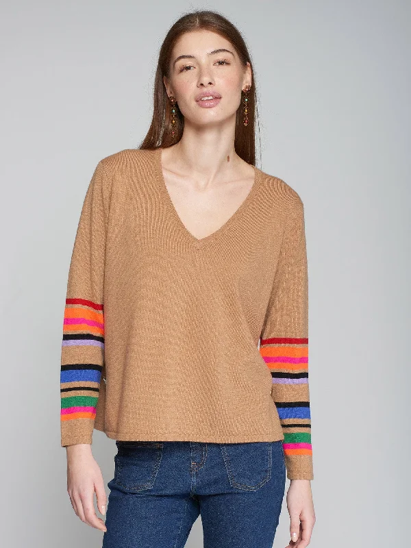 Vilagallo Knitwear Side Button Pullover Beige Wide Sleeve Pullover
