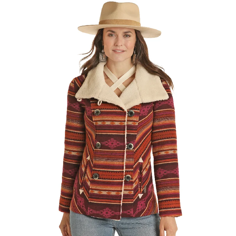 Powder River® Ladies Serape Stripe Fuchsia Wool Coat PRWO92RZYY-53 Turtleneck Jacket Crew Neck Jacket V-Neck Jacket Powder River® Ladies Serape Stripe Fuchsia Wool Coat PRWO92RZYY-53 Turtleneck Jacket Crew Neck Jacket V-Neck Jacket