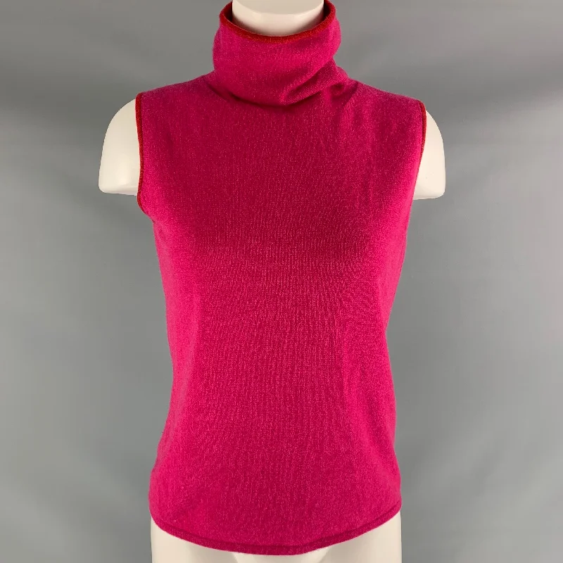 CLASSIQUES ENTIER Size S Fuchsia Cashmere Solid Pullover Long Bell Sleeve