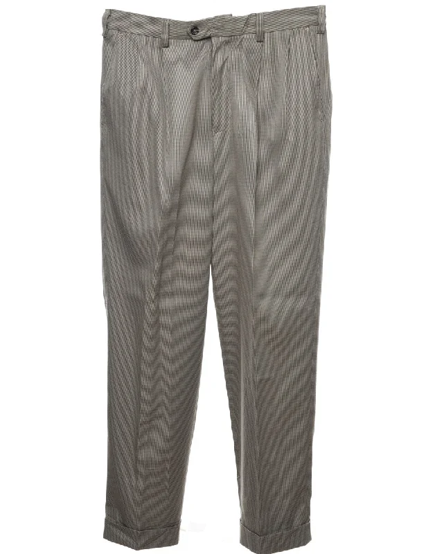 Izod Dark Grey Dogtooth Trousers - W33 L32 Trousers sophisticated sleek