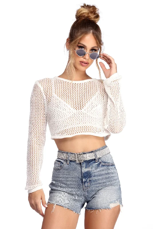 Getaway In Crochet Crop Top Plaid Crop Top Polka Dot Checkered
