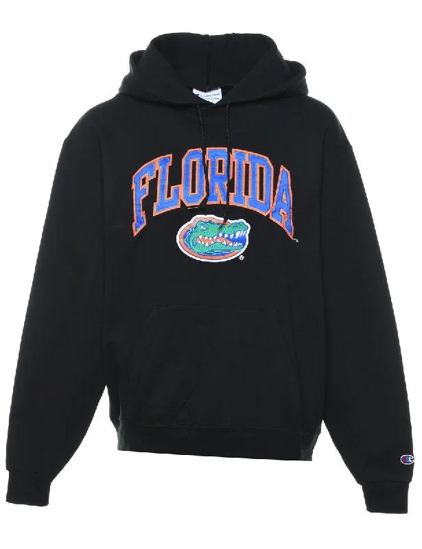 Black Champion Florida Hoodie - M Hoodie with Front Slit Layering Stylish