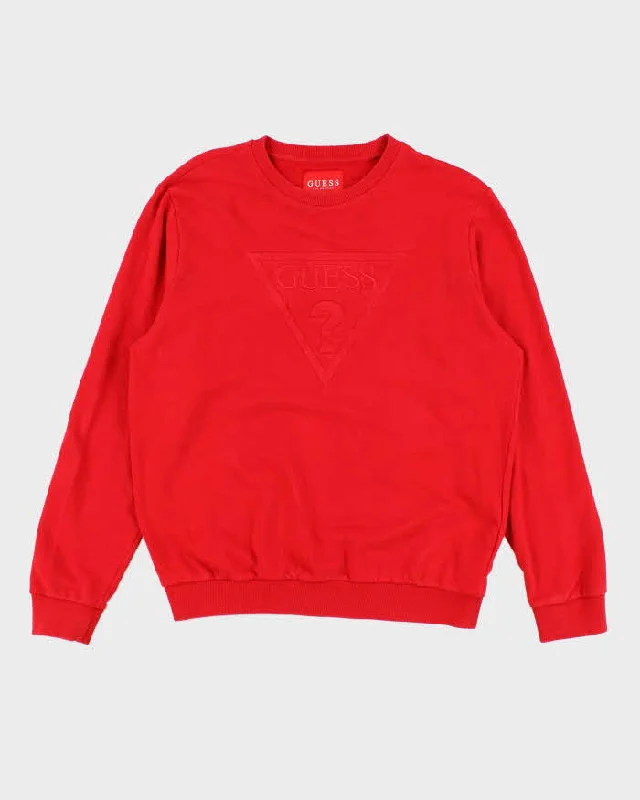 Womens Red Guess Pullover Sweatshirt - L Asymmetrical Neck Pullover
