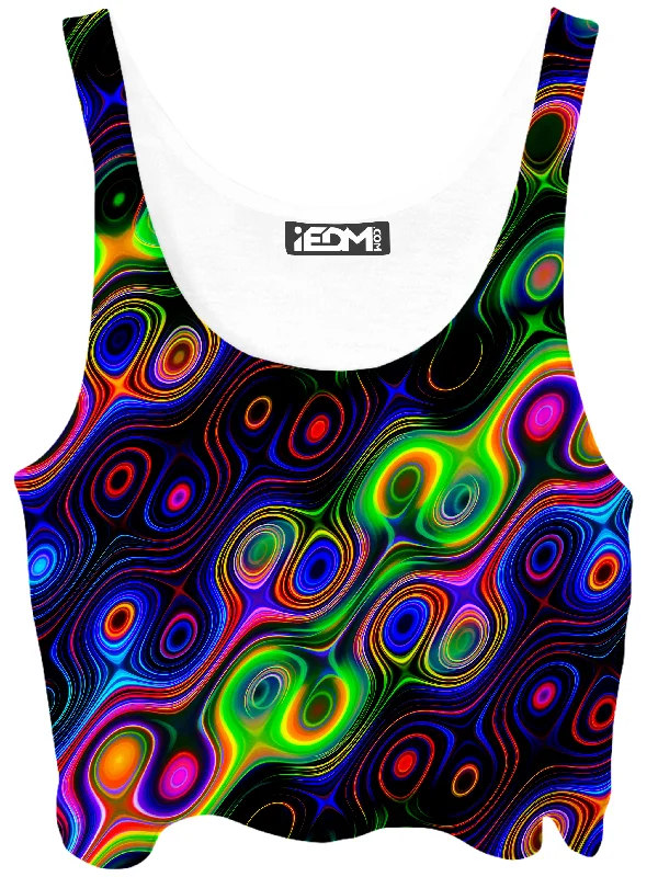 Glow with the Flow Crop Top Asymmetrical Pockets Print