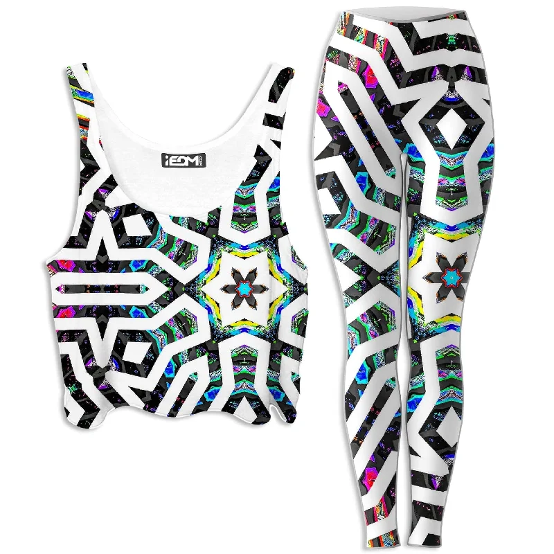 Iridized II Crop Top and Leggings Combo Mesh Canvas Denim