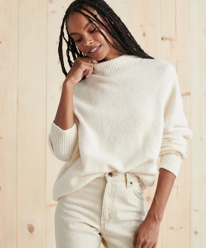 Oversized Cotton Pullover Surplice Neck Pullover