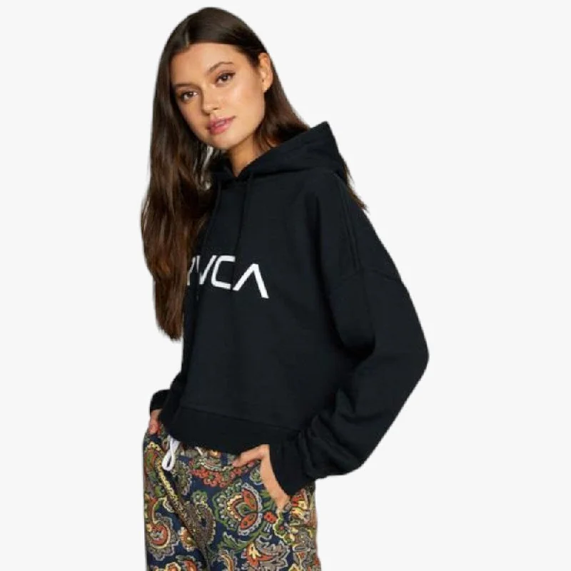 Rvca Womens Big Rvca Pullover Hoodie Black Batwing Sleeve Top