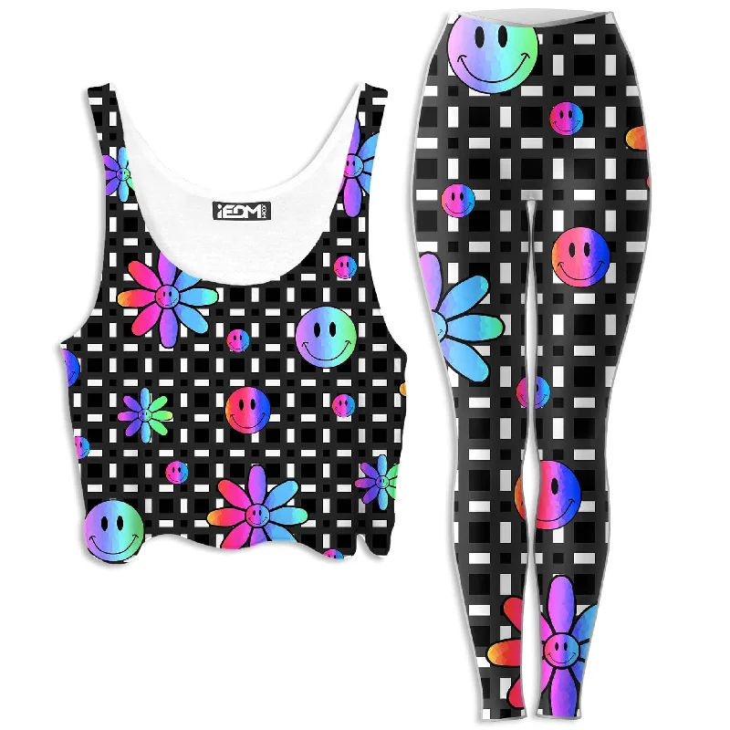 Smiles All Around Crop Top and Leggings Combo Rayon Fabric Velvet Fabric Corduroy Fabric