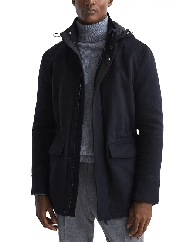 Reiss Torino Coat Solid Print Jacquard