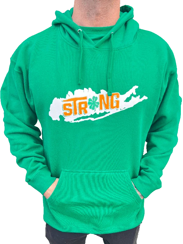 Long Island Strong Four Leaf Clover Hoodie Hoodie with Mock Neck Collared Structured