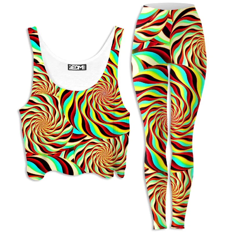 Pineal Swirl Crop Top and Leggings Combo Layered Multi-layer Single Layer