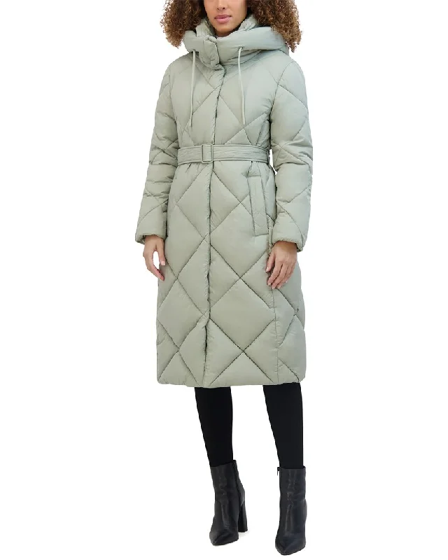 Kenneth Cole Powder Touch Matte Quilted Coat Down Puffer Quilted