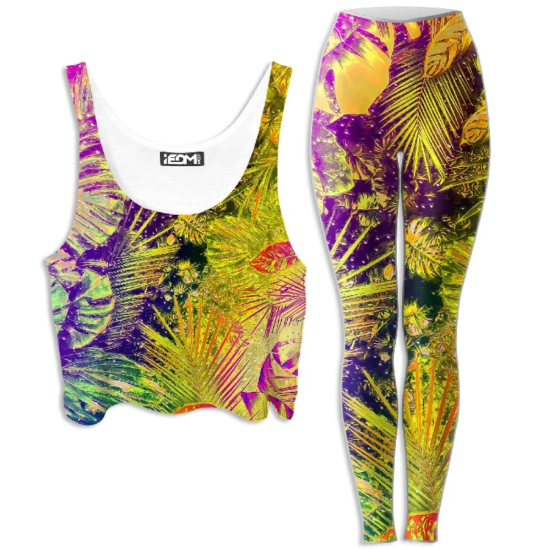 Junglist Rainbow Crop Top and Leggings Combo Zippered Buttoned Snapped