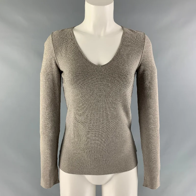 GIORGIO ARMANI Size 6 Grey Polyester &  Viscose Solid Pullover Lantern Sleeve Elegant