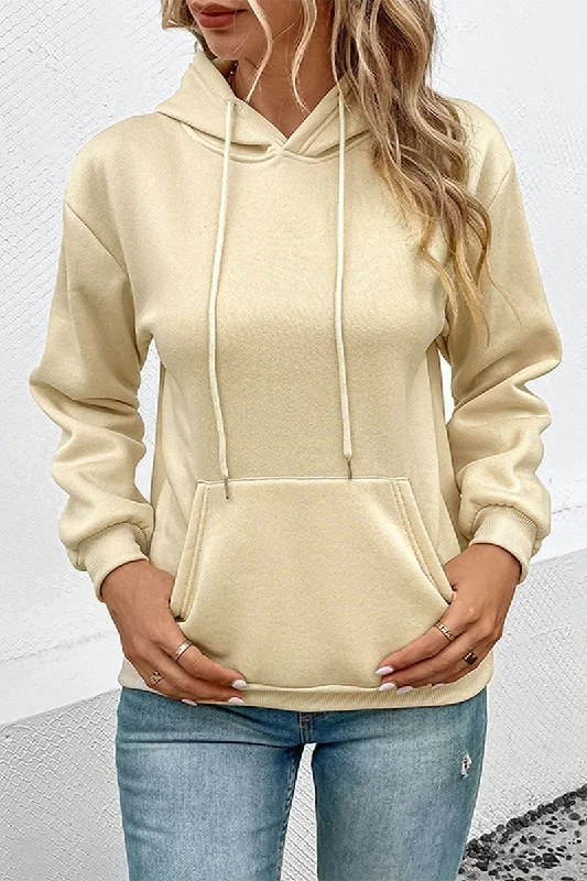 WOMEN CASUAL BASIC LONG SLEEVE PULLOVER HOODIE Bell Sleeve Stylish