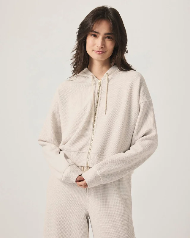 Waffle Scuba Zip-Up Pullover Cashmere Luxurious Pullover