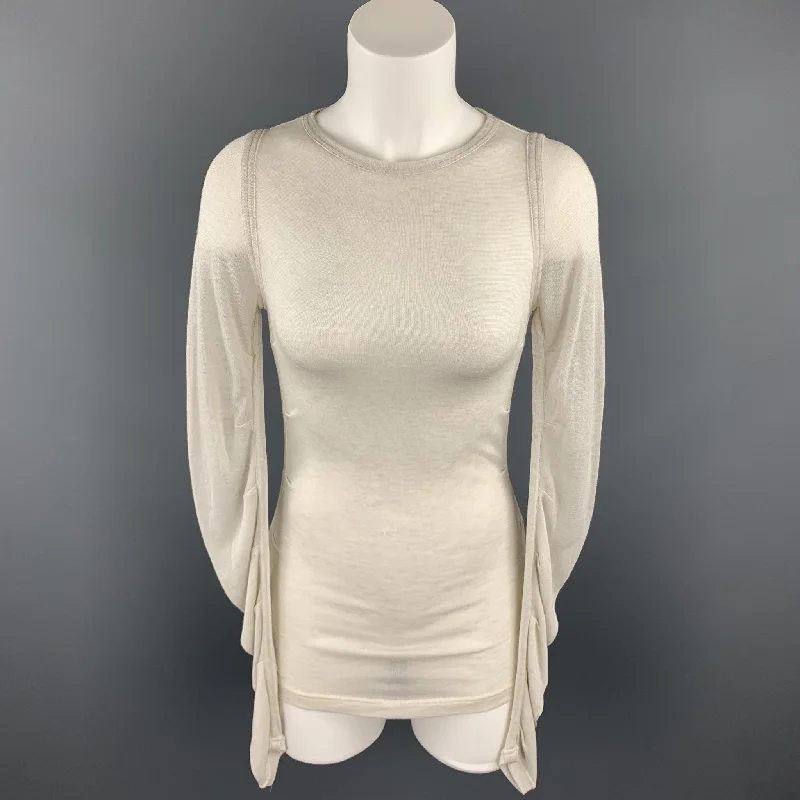 DOLCE & GABBANA Size 4 Off White Knitted Ruched Sleeves Pullover Fleece Warm Pullover DOLCE & GABBANA Size 4 Off White Knitted Ruched Sleeves Pullover Fleece Warm Pullover