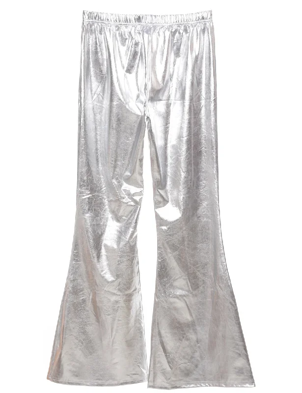 Flared Leg Metallic Trousers - W28 L32 Trousers Bootcut Casual