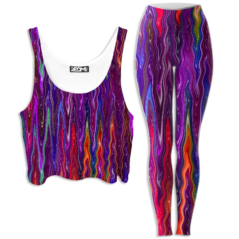 Trippy Vibes Crop Top and Leggings Combo Cozy Warm Stylish