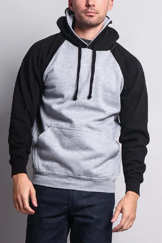 Contrast Raglan Sleeve Pullover Hoodie One Shoulder Top