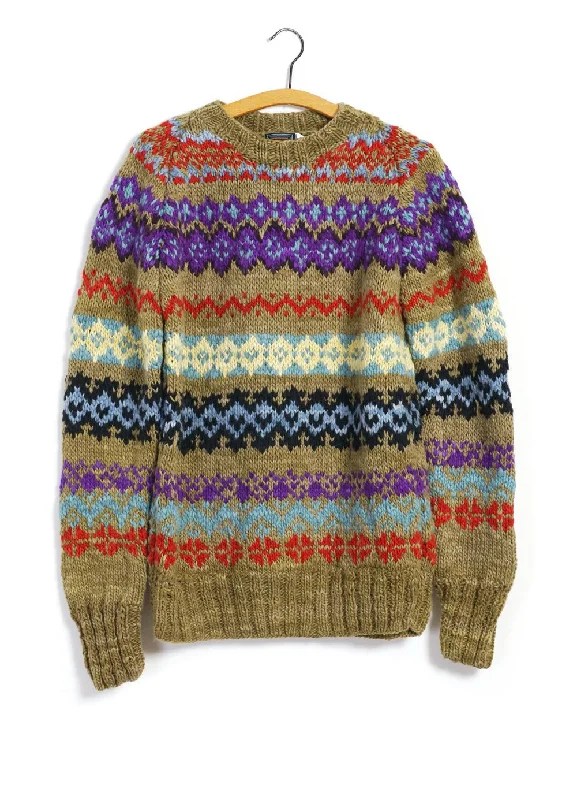 FAIR ISLE 8 | Hand-knitted Pullover | Alfalfa Jewel Neck Pullover
