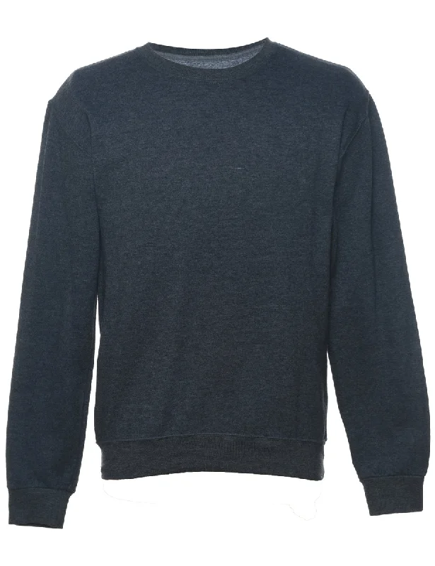 Dark Grey Plain Sweatshirt - S Hoodie with Slim Fit Tailored Modern