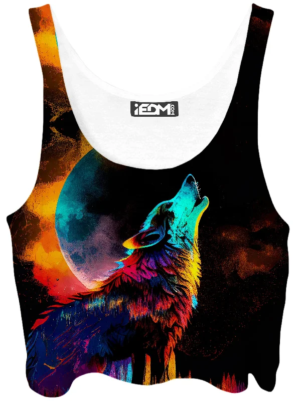 Spirit Wolf Crop Top Houndstooth Herringbone Solid
