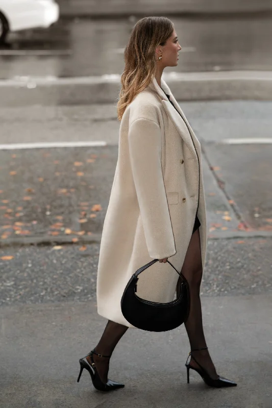 WOOL-BLEND DOUBLE-BREASTED COAT empire Basque Peplum
