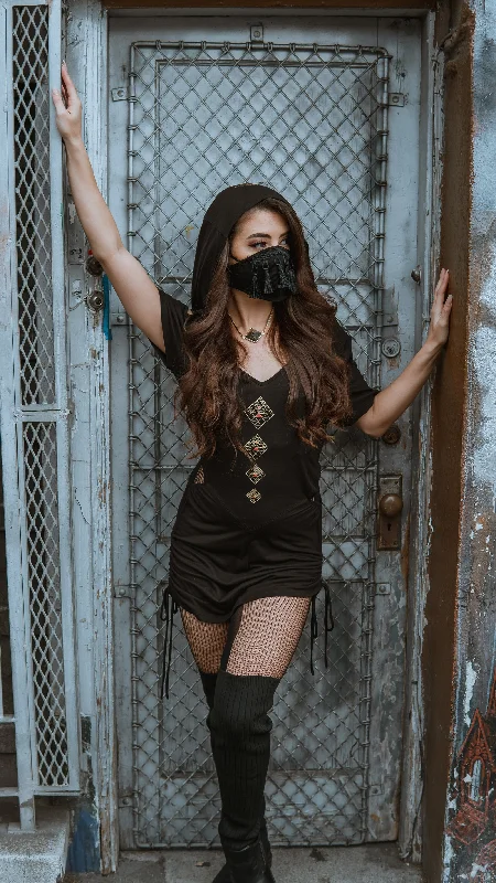Pyramid Hoodie Top/dress Hoodie with Frayed Bohemian Relaxed