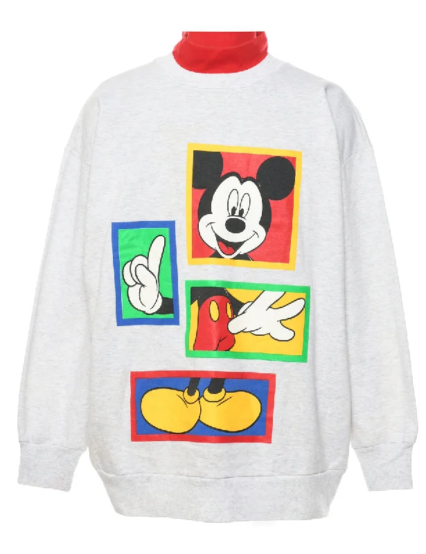 Mickey Cartoon Sweatshirt - L Hoodie with Ribbed Cuffs Snug Fit Comfort