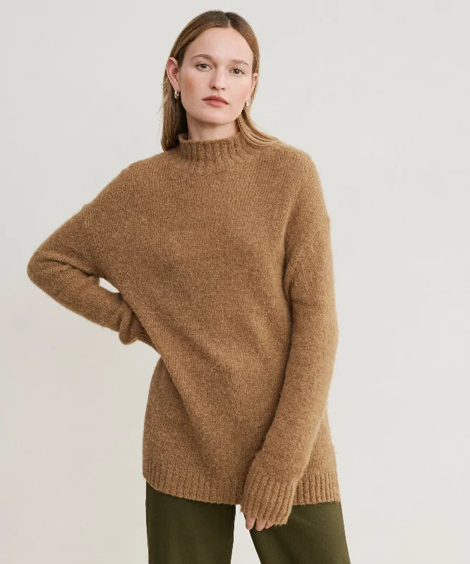 Alpaca Mockneck Pullover Wide Sleeve Pullover
