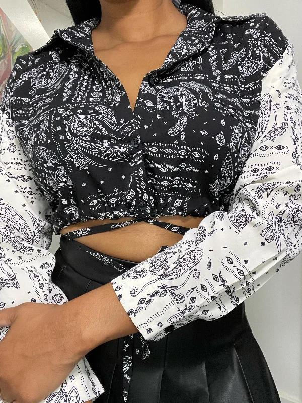 Paisley Crop Top Machine Wash Dry Clean Hand Wash