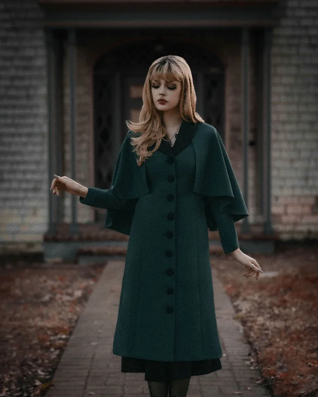 The Full-Length Ghost Host Caped Coat Trim Padded Insulated