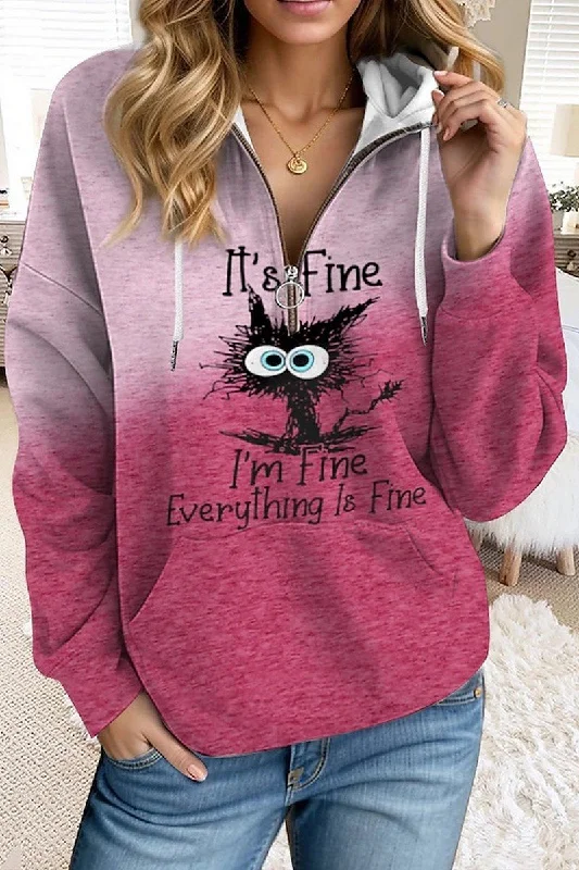 WOMEN ZIP UP NECK CUTE PRINT PULLOVER SWEATSHIRT Bateau Neck Pullover