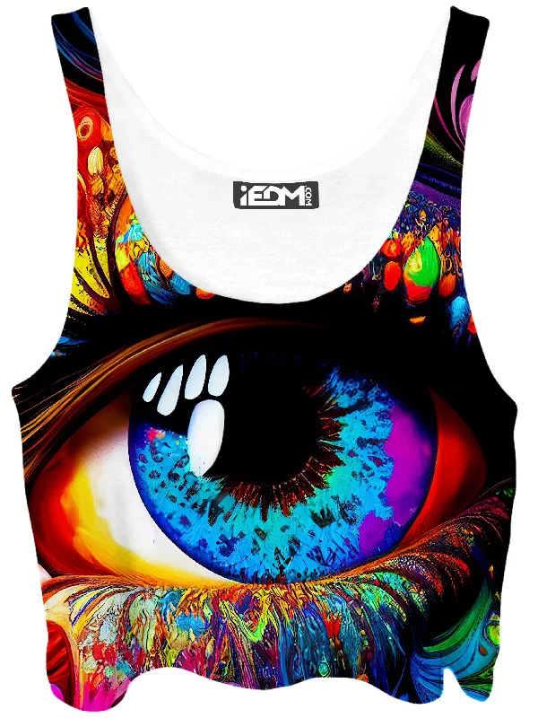 Window to the Soul Crop Top Seamless Knitted Crochet