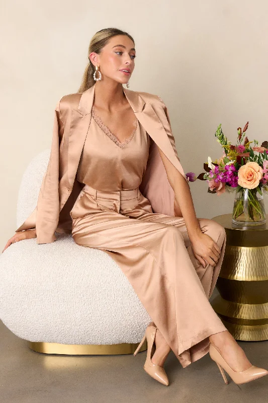 Changed My Mind Light Copper Satin Trousers Trousers Party Sparkling