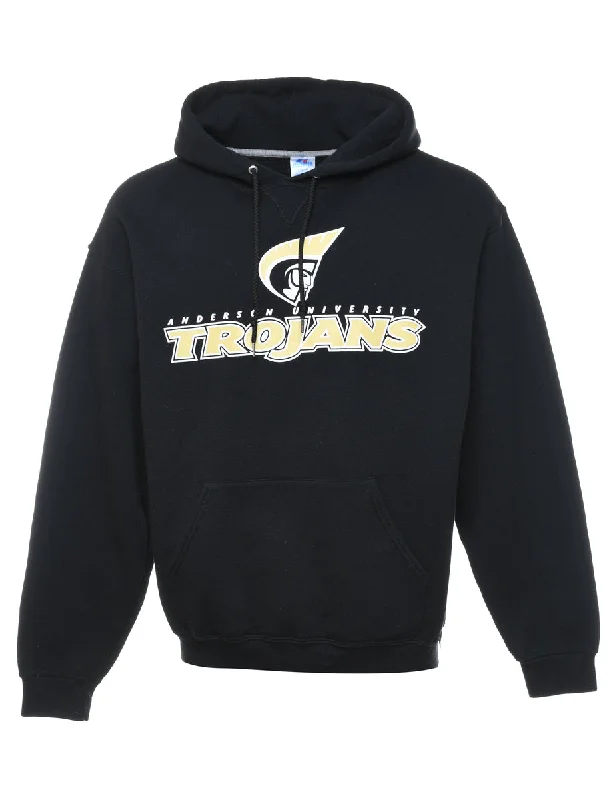 Black Trojan Printed Hoodie - L Hoodie Sweatshirt Pullover