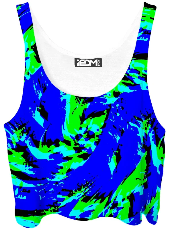 Sea Splatter Rave Graffiti Crop Top Chenille Brocade Lace