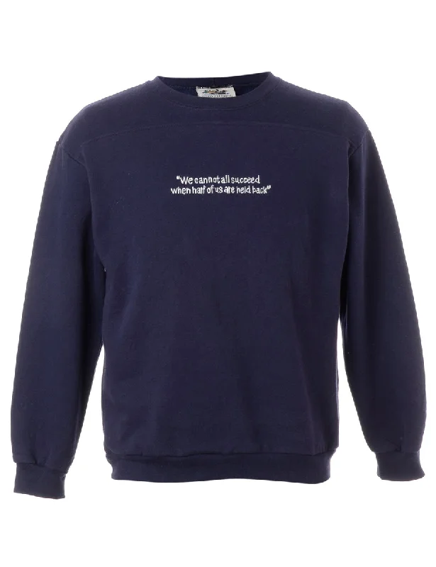 Label Embroidered Succeed Motto Sweatshirt Hoodie with V-Neck Classic Versatile